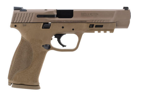 Smith and Wesson M&P9 M2.0 9mm pistol features a flat dark earth finish